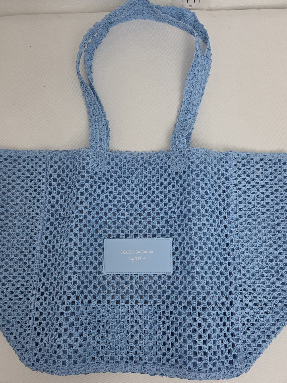 Dolce & Gabbana Light Blue Crochet Tote Bag